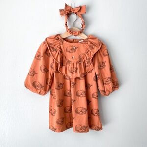 Kate Quinn Organic Cotton Fox Print Yoke Dress & Bloomers 3 Piece Set 18-24M